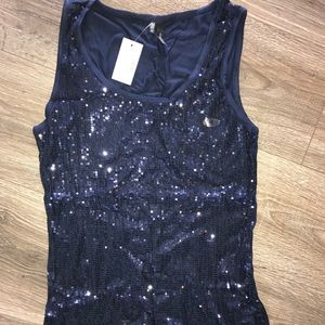 NWT navy sequins tank top